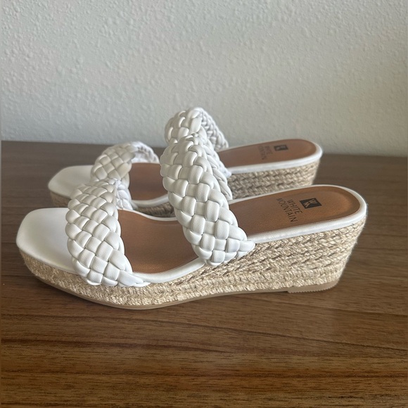 NWOT - White Mountain White Espadrille Braided Leather Sandals - Picture 6 of 10